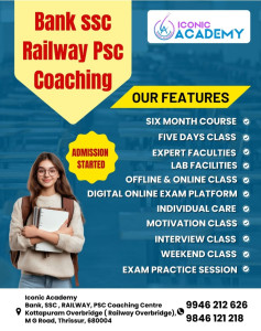 BANK SSC RAILWAY PSC COACHING ADMISSION STARTED @ ICONIC ACADEMY